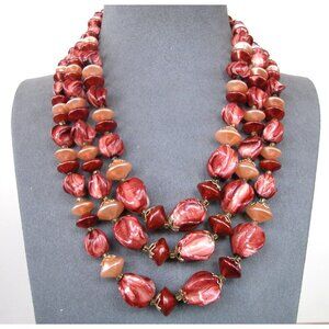 Vintage Hong Kong Plastic Necklace, 15", 2.5 Ext. Hook & Eye